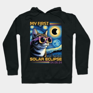 Solar Cat Eclipse, View Totality April 8 2024 Astronomy Cat Hoodie